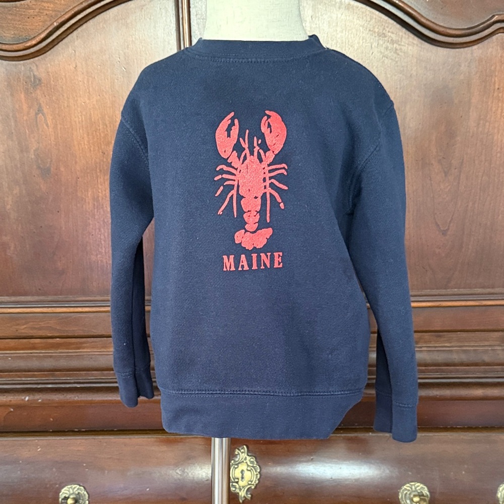 Cinder + Salt Maine Lobster Sweatshirt 4T Navy Coastal Nautical Kids Pullover